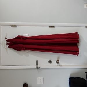 Shortened Azazie Ginger Burgundy Red Modest Halter Neck A line Dress A4